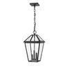 Z-Lite Talbot 3 Light Outdoor Chain Mount Ceiling Fixture, Black & Clear Beveled 579CHB-BK